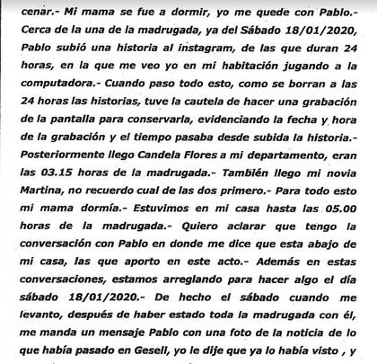 La declaración de Santoro durante la instrucción de la causa