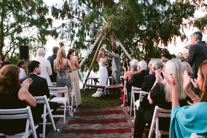 La decoración fue de inspiración marroquí, incluídos los asientos en los que se ubicaron los novios.
