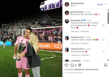 La dedicatoria de Gonzalo Luján a su novia, quien lo acompaña en Miami