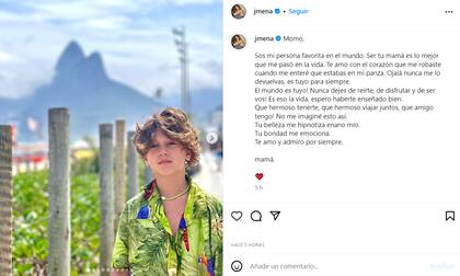 La dedicatoria de Jimena Barón a su hijo Momo