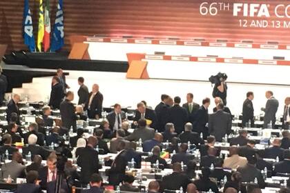 La delegación argentina en el Congreso de la FIFA en el DF
