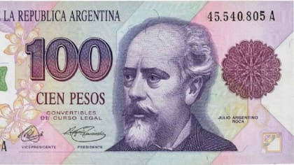 La denominación del billetes de cien pesos con Roca en su diseño se vende a más de veinte mil pesos en el mercado de los coleccionistas