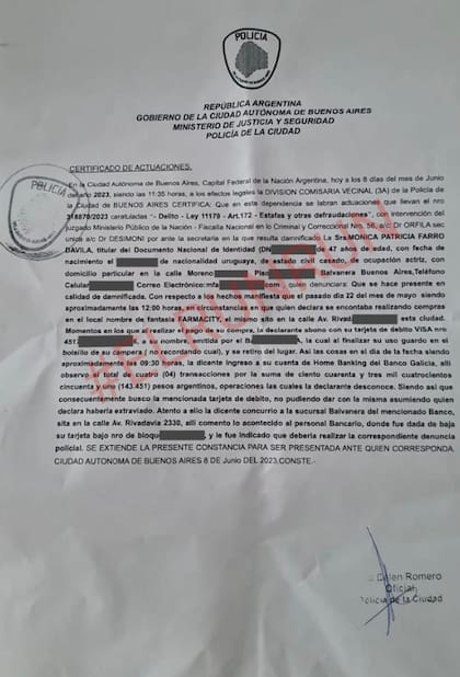 La denuncia de Mónica Farro tras el robo en LAM