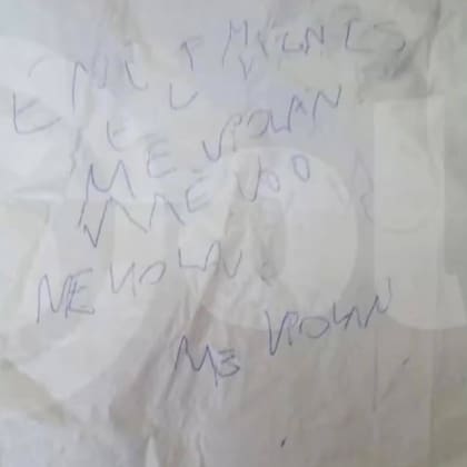 La denuncia que escribió Evelyn Daiana Carrera en una servilleta