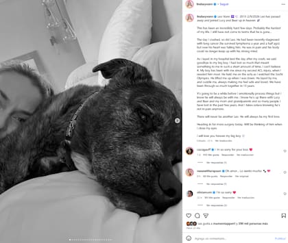 La deportista compartió un emotivo posteo para despedir a su perro y recibió el apoyo de varias personalidades del deporte y el entretenimiento (Foto: Instagram @lindseyvonn)