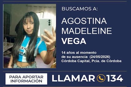 La desaparición de Agostina Vega activó la alerta Sofía