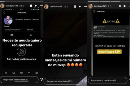 La desesperación de Tamara Báez luego de que un hacker le robara sus cuentas de Instagram, Gmail y WhatsApp