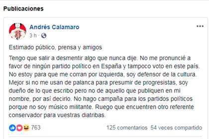 La desmentida de Andrés Calamaro