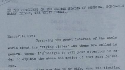 La desopilante carta que un cordobés le envió al presidente de EE.UU. en 1947 para explicar el fenómeno OVNI