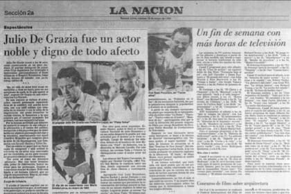 La despedida a Julio de Grazia en el diario LA NACION