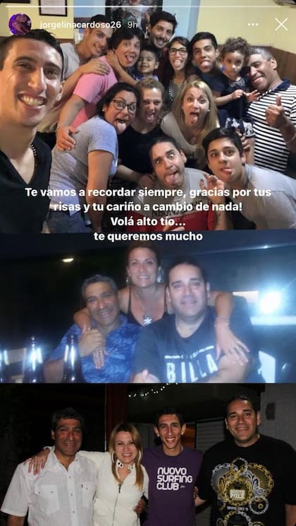 La despedida de Jorgelina Cardoso al familiar fallecido de Di María. Crédito: Instagram