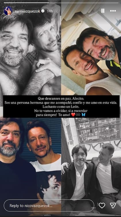 La despedida de Nico Vázquez a Alejandro Farrell en Instagram