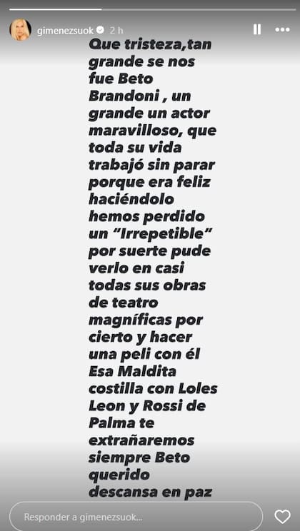 La despedida de Susana Giménez a Luis Brandoni en su cuenta de Instagram