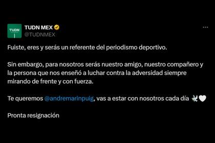 La despedida de TUDN MEX al conductor