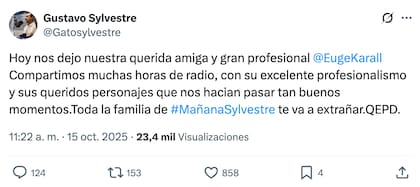La despedida pública de Gustavo Sylvestre, vía X