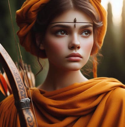 La diosa griega Artemisa en la vida real, generada por la inteligencia artificial de Copilot