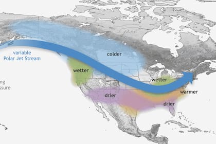 La dirección de la corriente de viento de La Niña en Estados Unidos