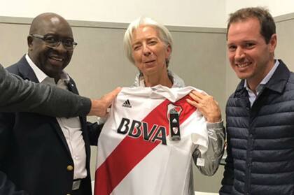 La directora gerente del FMI, Christine Lagarde, en el estadio de River Plate