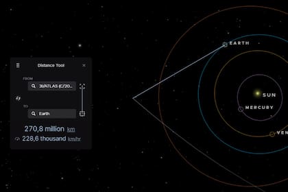 La distancia de 3I/ATLAS y la Tierra puede calcularse en el sitio de la NASA