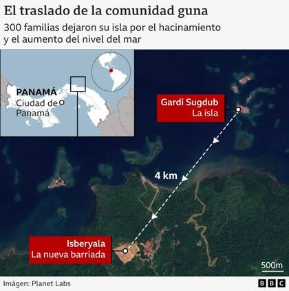 La distancia ente la isla y la nueva barriada.