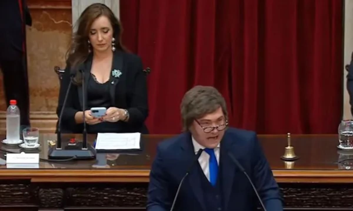 Martín Menem cuestionó a Victoria Villarruel por usar su celular mientras hablaba Milei en el Congreso