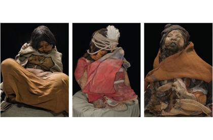 La Doncella, el Niño y la Niña, las tres momias encontradas en la cima del volcán Llullaillaco.