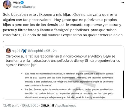 La dura crítica de Wanda Nara cuando compartieron los expedientes de sus hijas