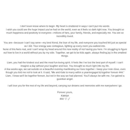 La dura despedida de la novia de Liam Payne (Captura: Instagram @kateecass)