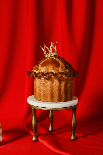La edición limitada Crown Jewel Celebration Pork Pie, creada por el chef británico Calum Franklin en colaboración con el pastelero Dickinson & Morris en Londres el 24 de abril de 2023.