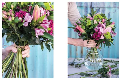 La elección del recipiente forma parte del armado del ramo