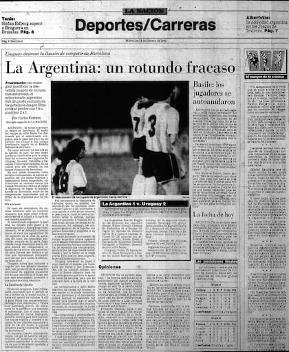 La eliminación del seleccionado en el Preolímpico Sub 23 de 1992, en las páginas de LA NACION