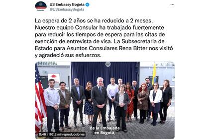La embajada de Bogotá anunció los cambios en las visas para Estados Unidos