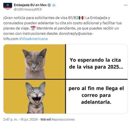 La Embajada de EE.UU. en México anunció la iniciativa en todas sus redes sociales