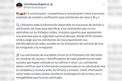 La Embajada de Estados Unidos en Colombia emitió un mensaje para los interesados en ingresar al país con ese permiso migratorio