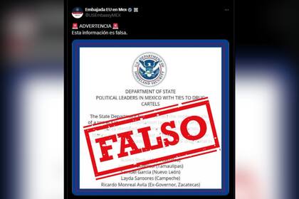 La Embajada de Estados Unidos en México emitió una advertencia sobre una información "falsa" que circuló en redes sociales