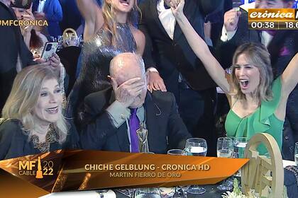 La emoción de Gelblung, al escuchar su nombre como el mayor ganador de la noche
