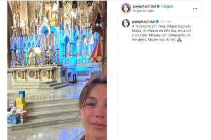 La emoción de Pampita al quedar frente a la Virgen de Luján (Foto: Instagram @pampitaoficial)