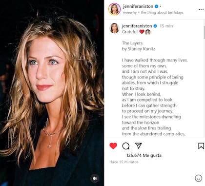 La emotiva reflexión de Jennifer Aniston