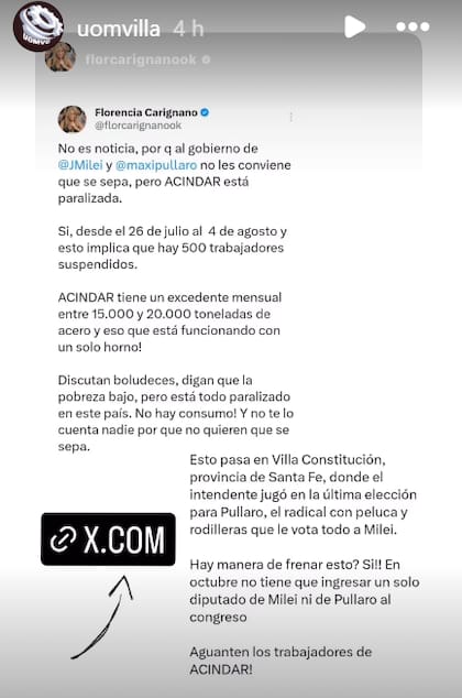 La empresa Acindar cerró sus plantas