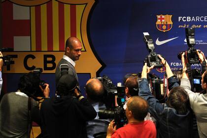 La entrada de Pep a la conferencia de prensa