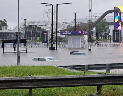 La entrada de Tecnópolis tras el temporal en Buenos Aires