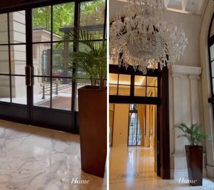 La entrada y hall del edificio donde vive Wanda Nara cuando está en Argentina