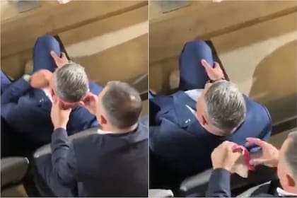 La escena en la que un subordinado le seca la transpiración en la nuca al presidente de la AFA durante un partido de la Copa América
