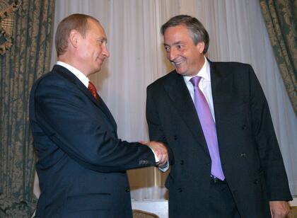 Vladimir Putin y Néstor Kirchner en Nueva York, el15 de septiembre de 2005 en una cumbre de la ONU.