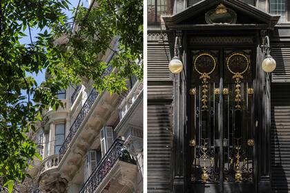 La espléndida puerta pertenece a una de las fachadas históricas de Avenida de Mayo que fueron restauradas en 2018.