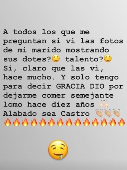 La esposa de castro se pronunció en Instagram