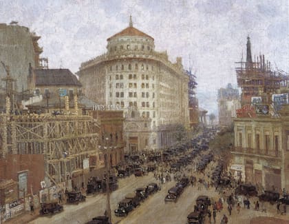 La esquina del Banco de Boston, en un óleo de Pio Collivadino