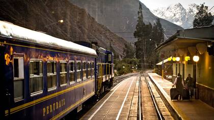 La estación de tren en Aguas Calientes, Perú.