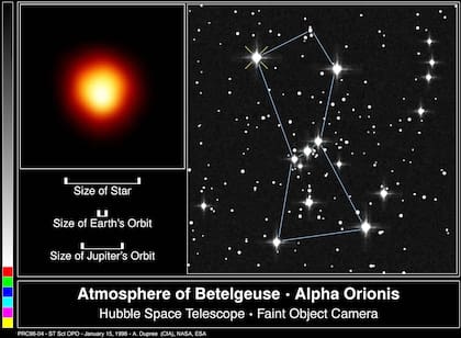La estrella Betelgeuse se encuentra en el cinturón de Orión, a una distancia segura de la Tierra