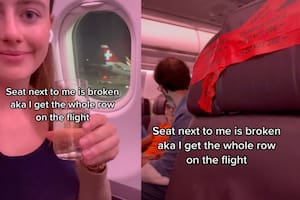 Encontró un asiento roto en el avión, pero tuvo una idea que todos aplaudieron